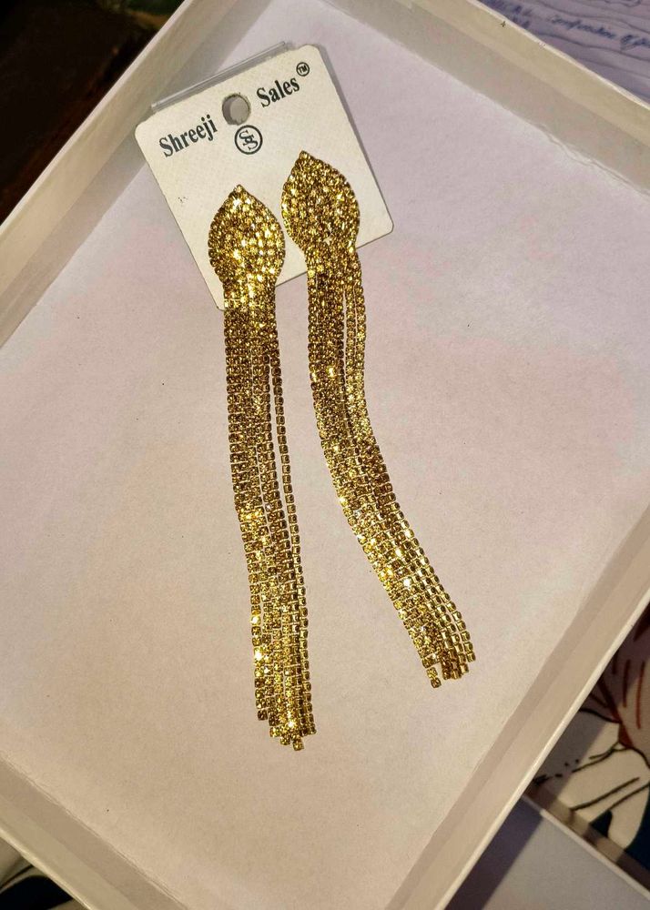Gold-Tone Rhinestone Statement Drop Earrings | Spa
