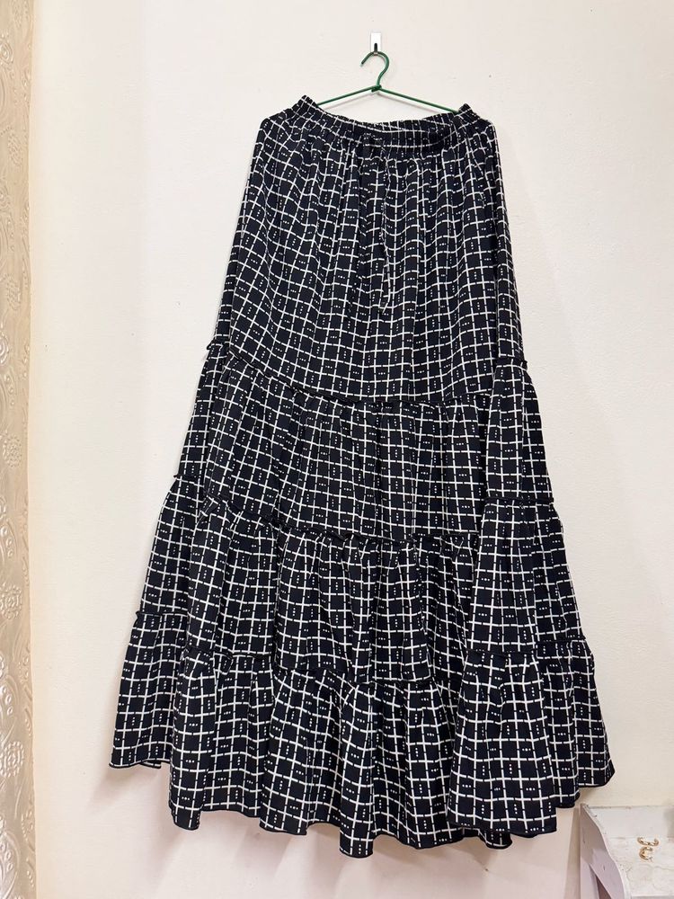 Tiered Plaid Maxi Skirt