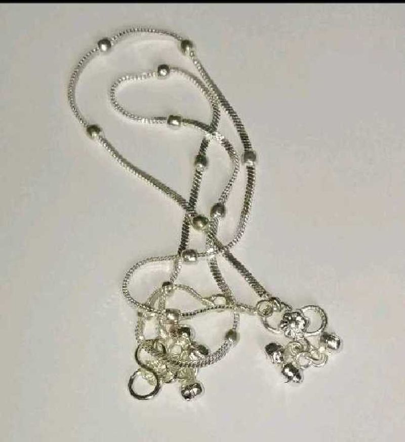 Elegant Silver Anklets with Dangling Charms