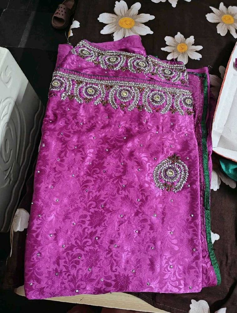 Stunning Embroidered Pink Saree