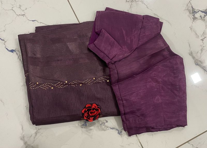 Elegant Purple Saree with Blouse