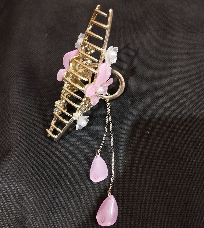 Pink Butterfly Metallic Hair Claw Clip