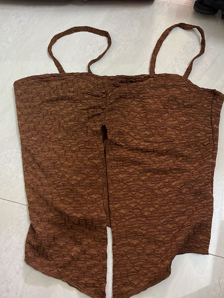 Textured Brown Camisole Top