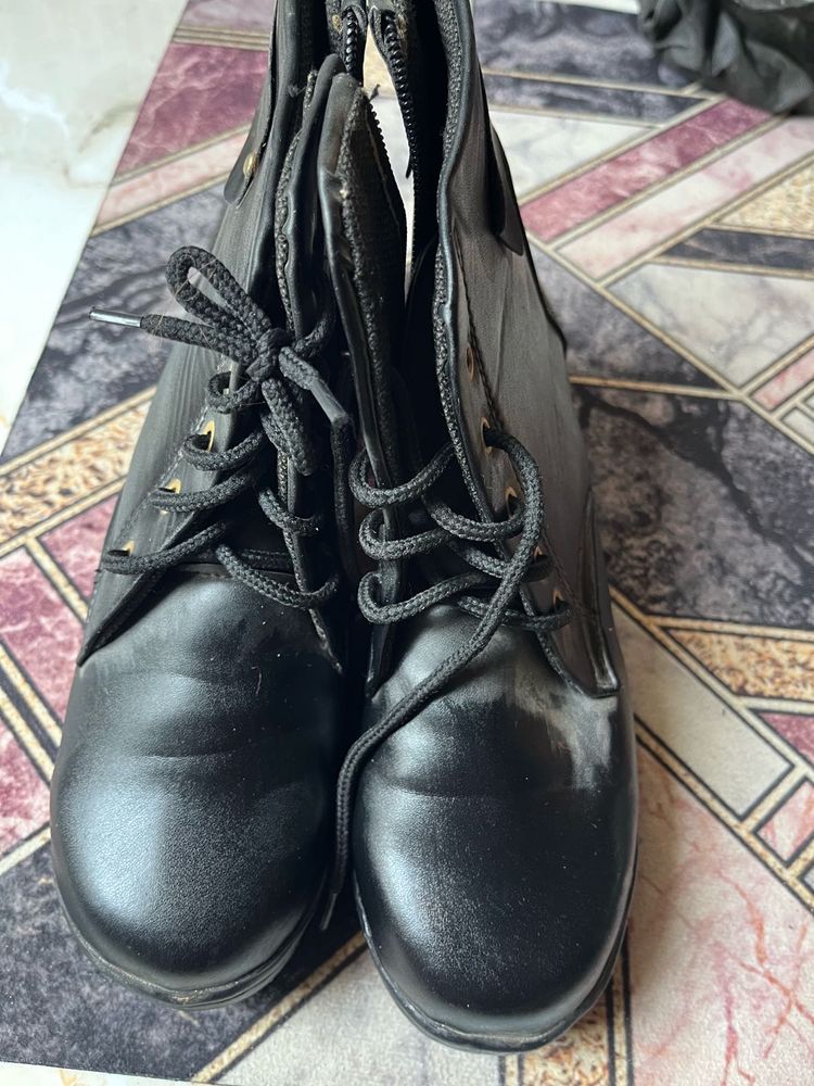 Black Lace-Up Ankle Boots