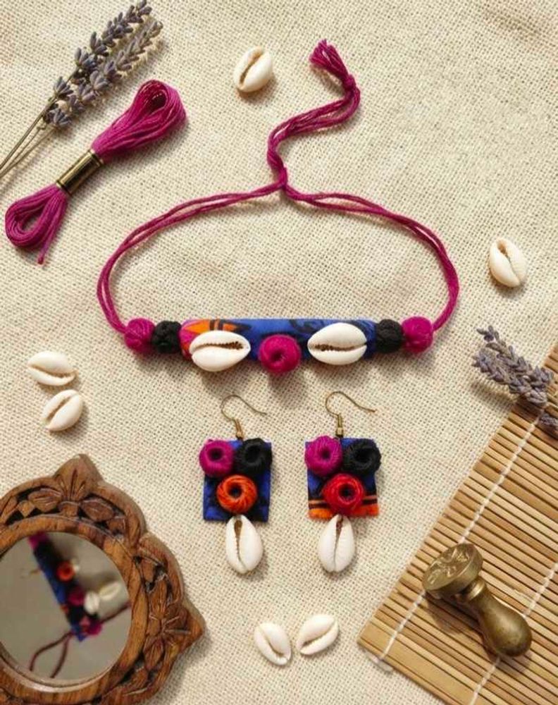 Boho Shell Choker Necklace &amp; Earrings Set