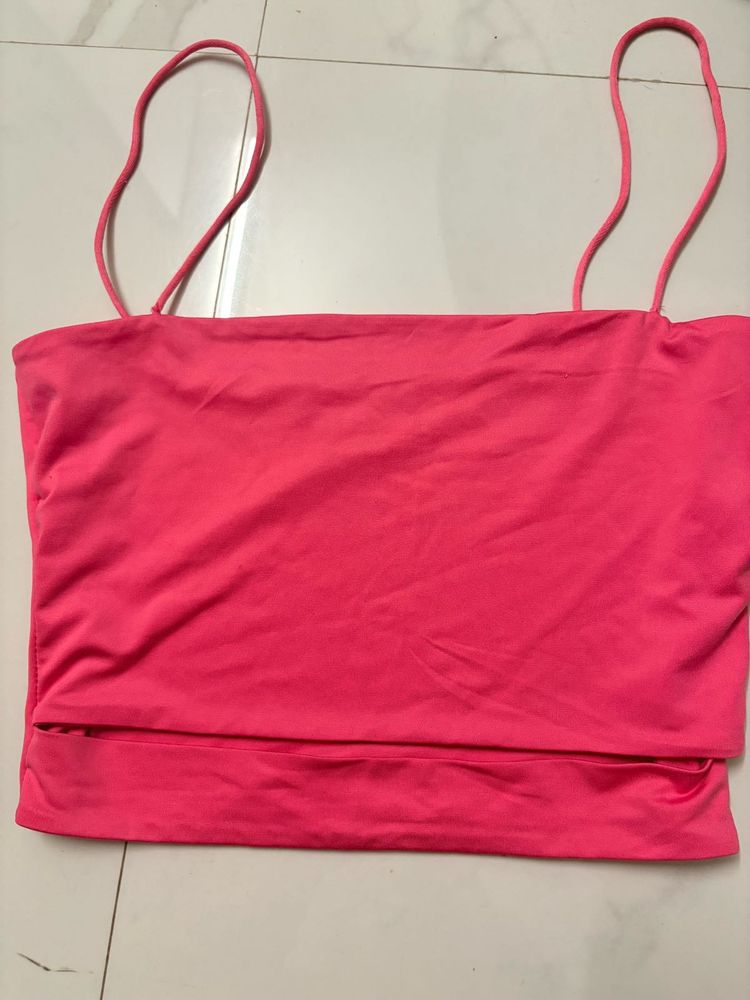 Hot Pink  Shein spaghetti Strap Crop Top
