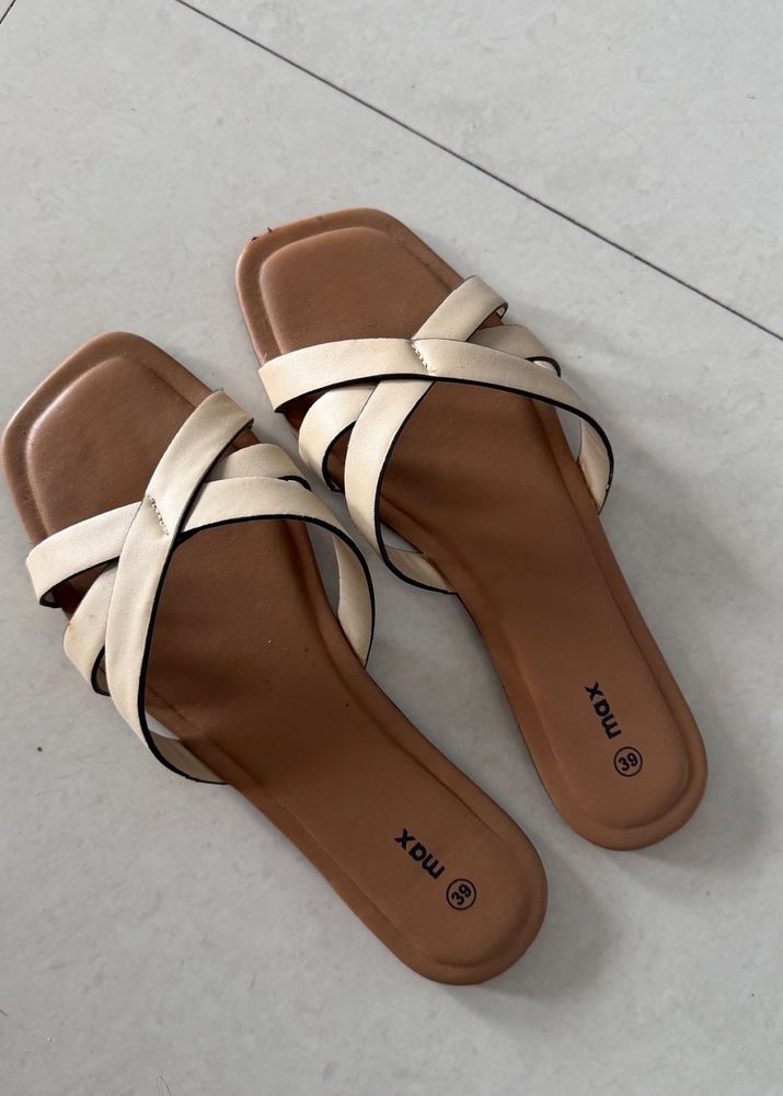 Stylish Beige Flat Sandals
