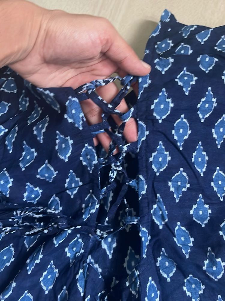 Blue Geometric Print Kurta