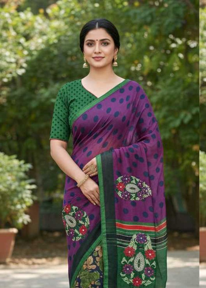 Green Embroidered Saree