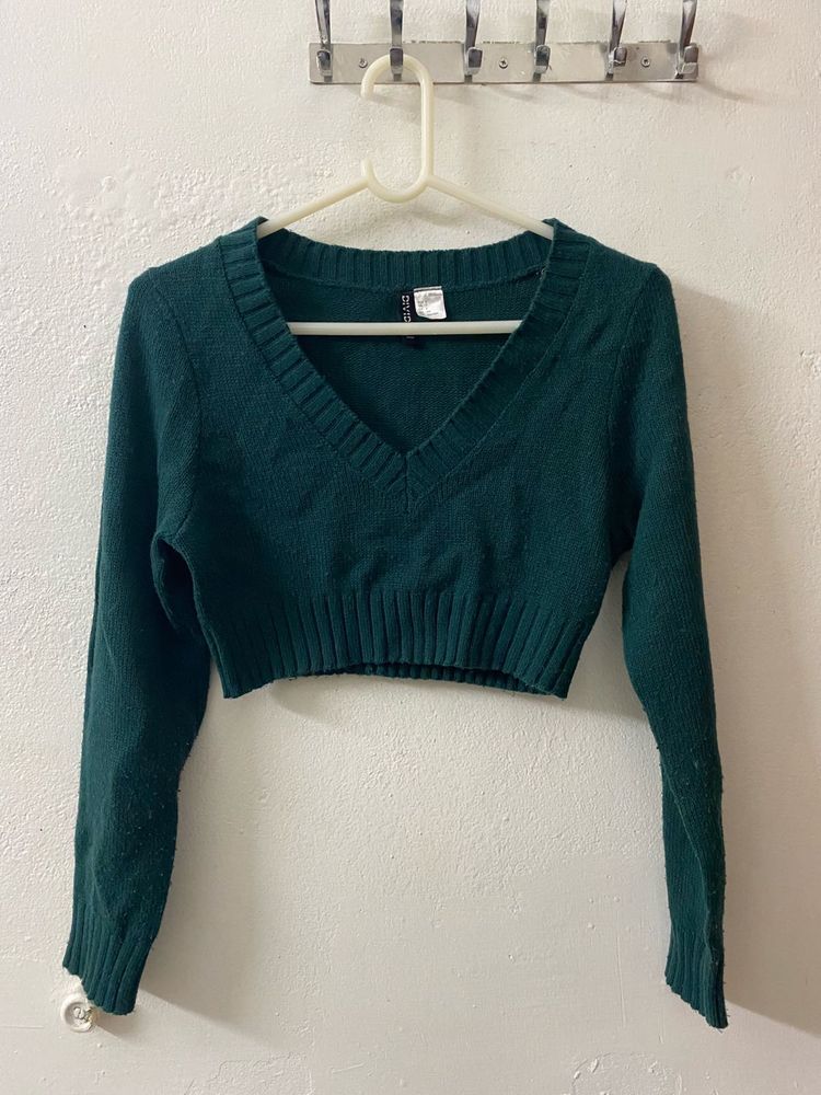 H&amp;M V-Neck Cropped Sweater