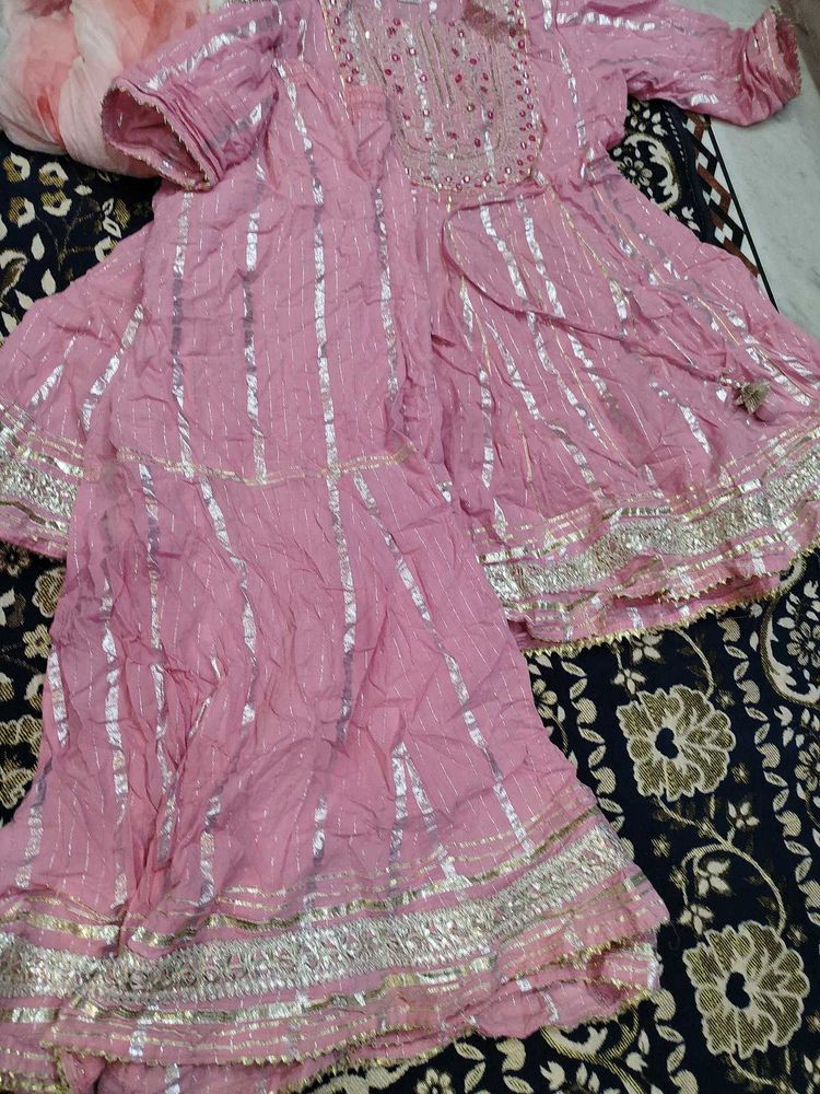 Pink Garara With Dupatta