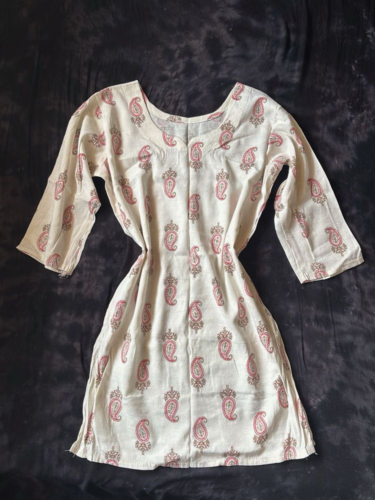 White Paisley Short Kurti