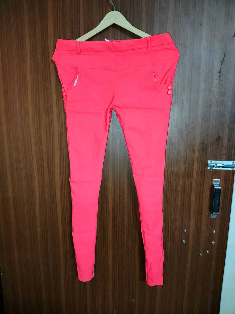 Vibrant Pink Slim Fit Pants