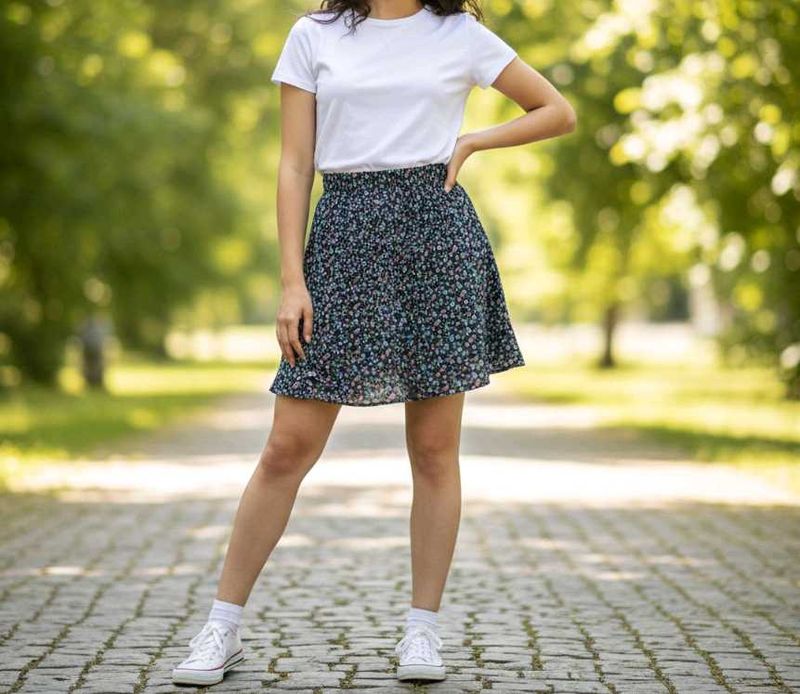 Blue floral print skirt 🌷