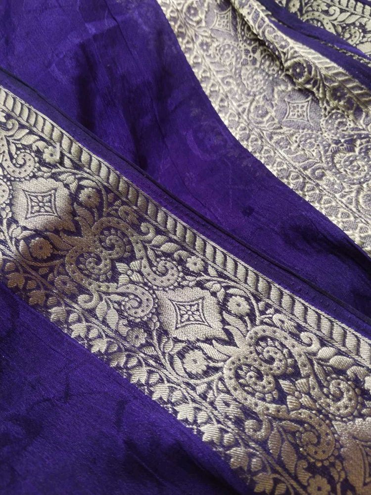 Royal Purple Saree with Gold Border