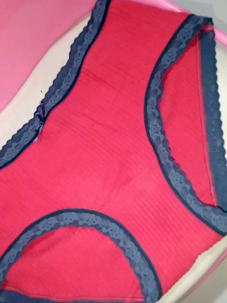 Comfortable Red Lace Trim Panties