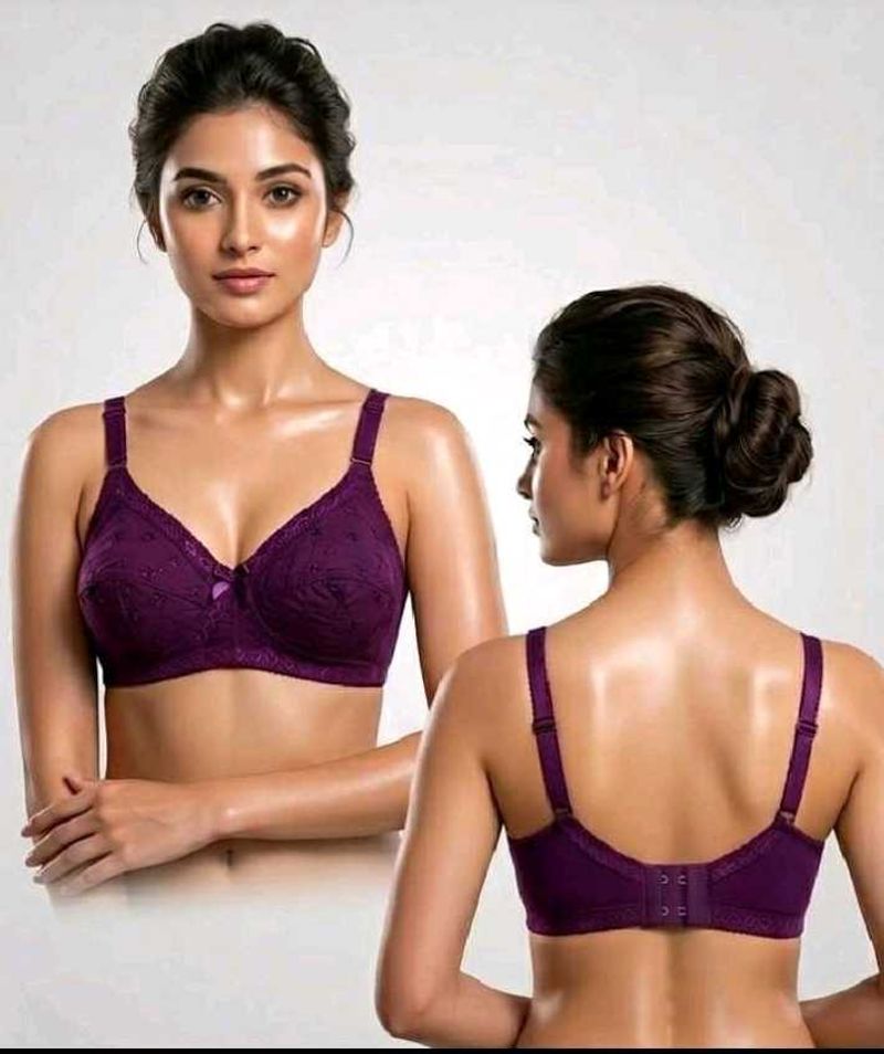 Purple Embroidered Bra