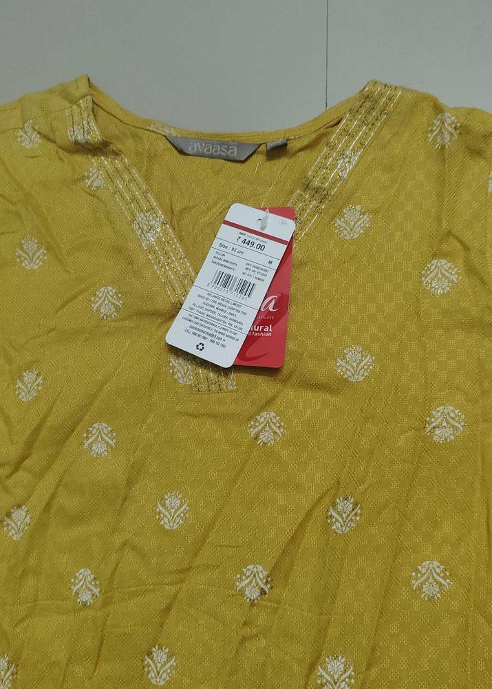 Yellow Printed Kurta