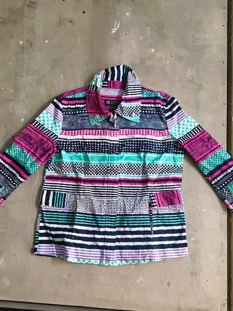 Colorful Striped Zip-Up Jacket