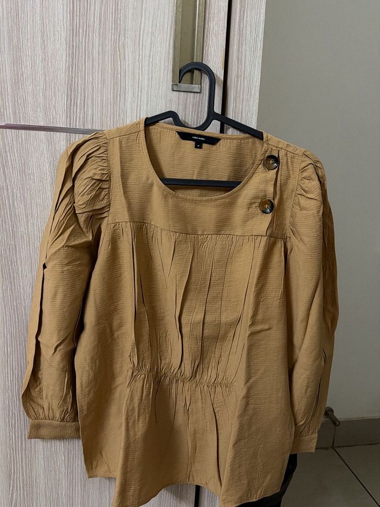 Women's Brown Textured Top