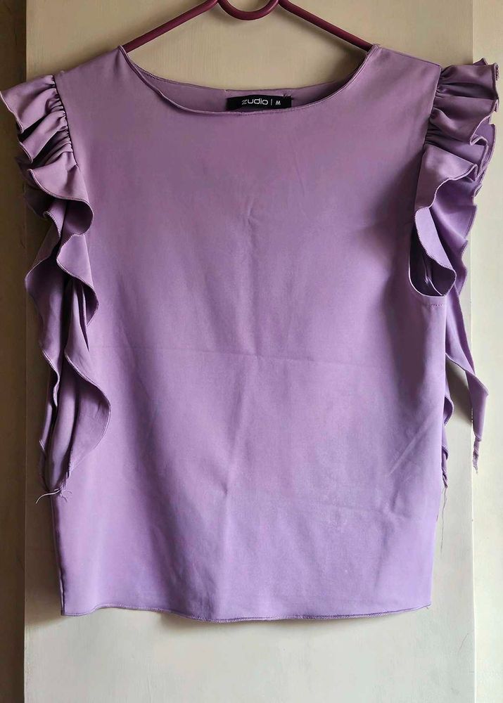 Lilac Ruffle Sleeve Top