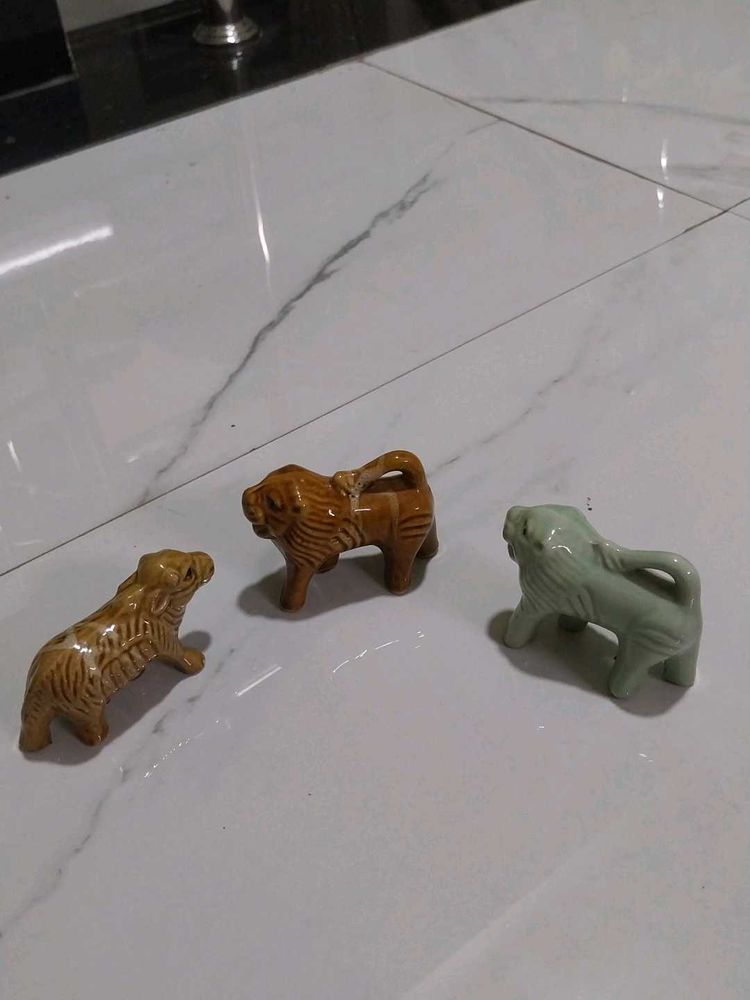 Set of 3 Ceramic Animal Figurines