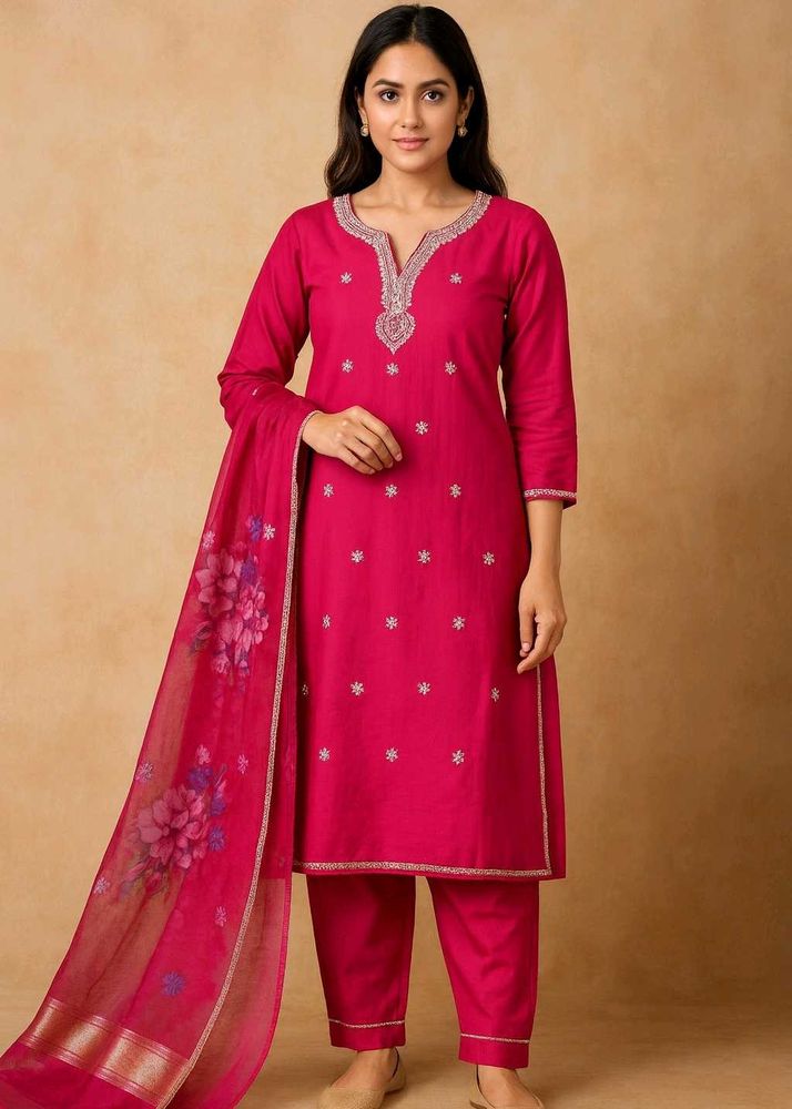 pink Embroidered Kurta Set
