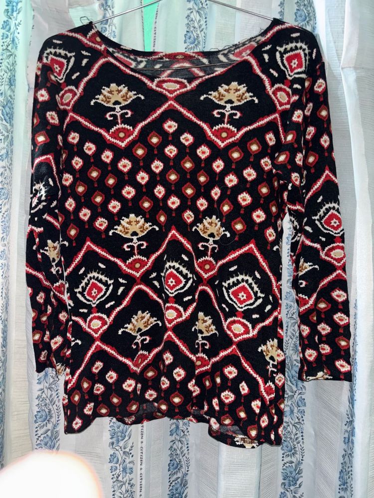 Boho Print Long Sleeve Top