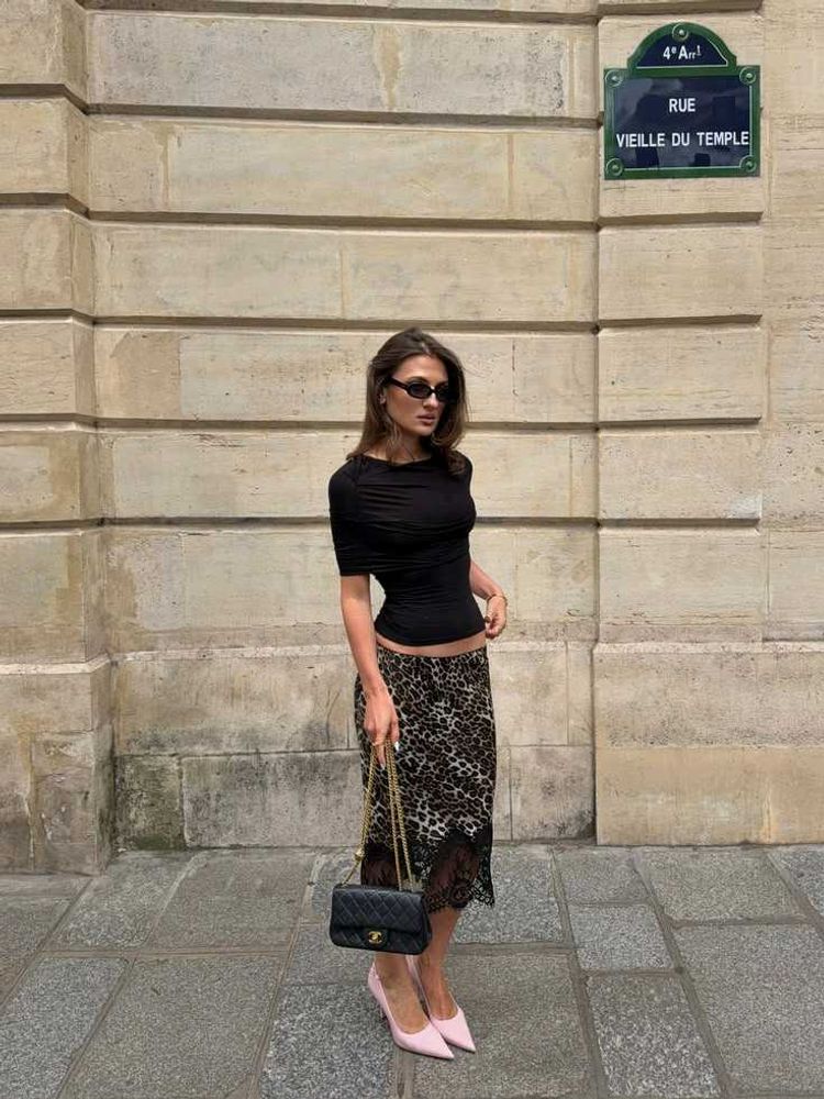Leopard Print Midi Skirt
