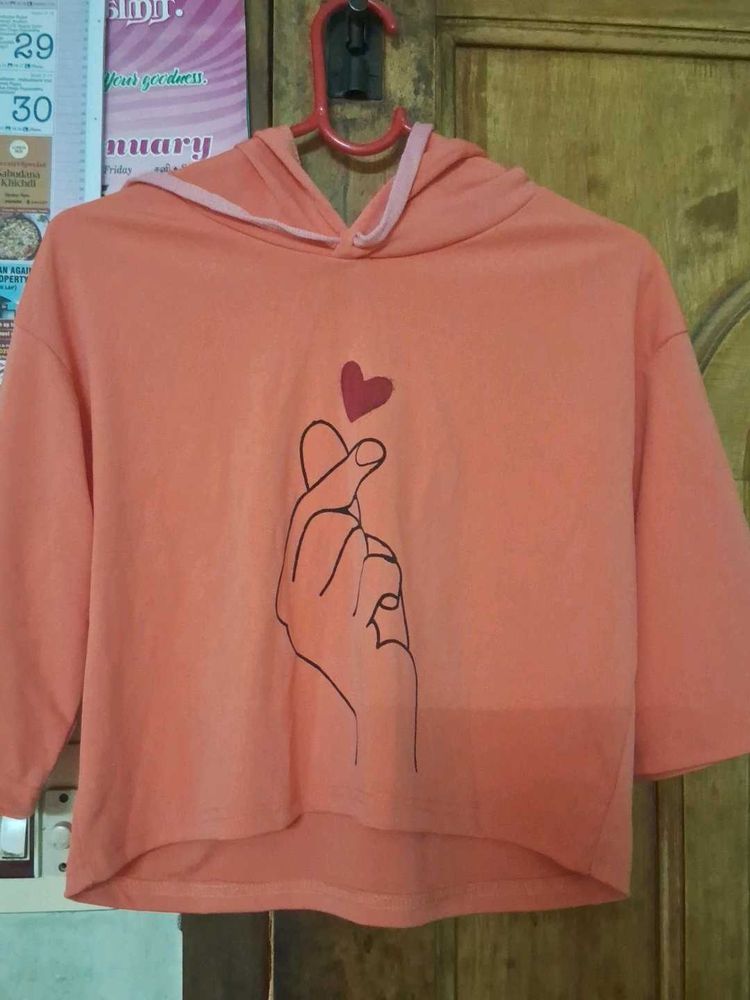 Heart Cropped Hoodie