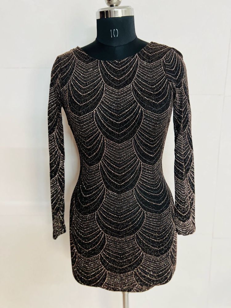 Sparkly Long Sleeve Mini Dress
