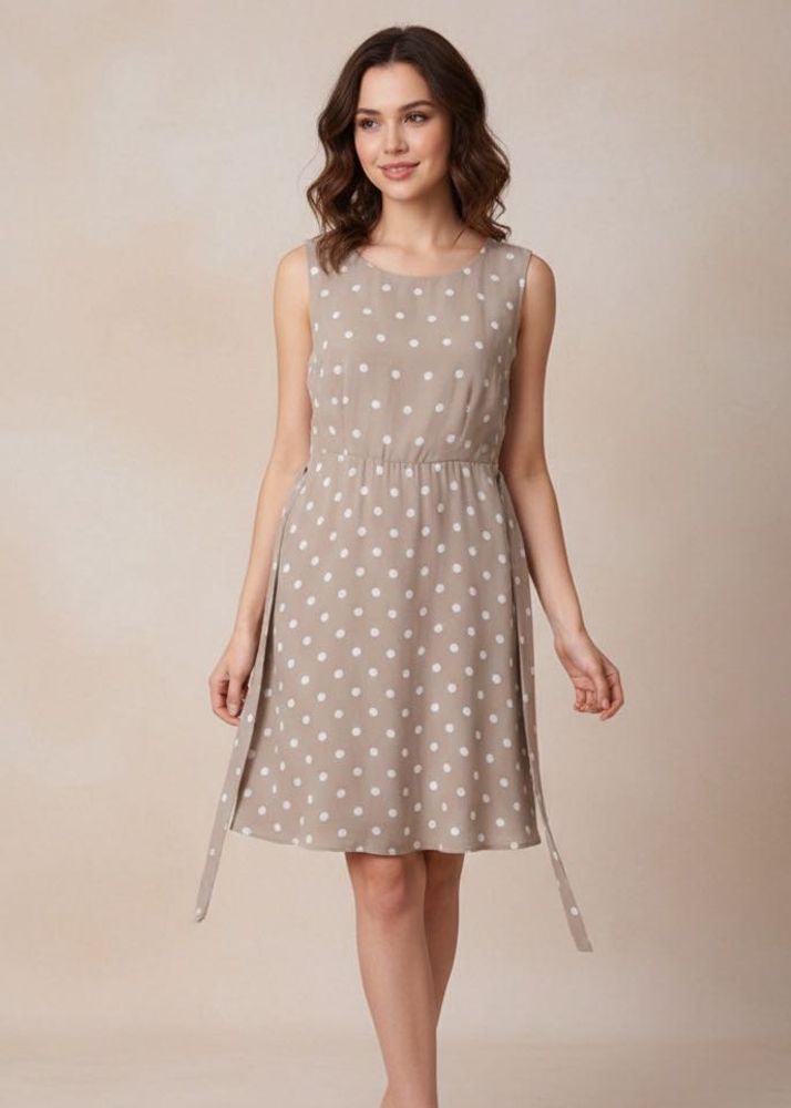 Max Beige Polka Dots Dress 🌸🤍✨