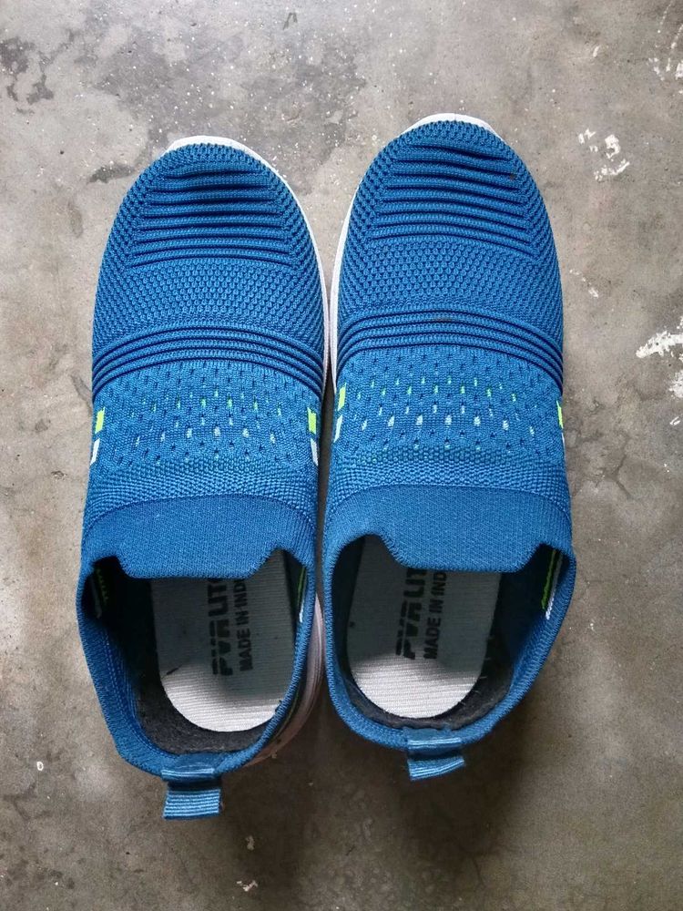 Blue Slip-On Knit Sneakers