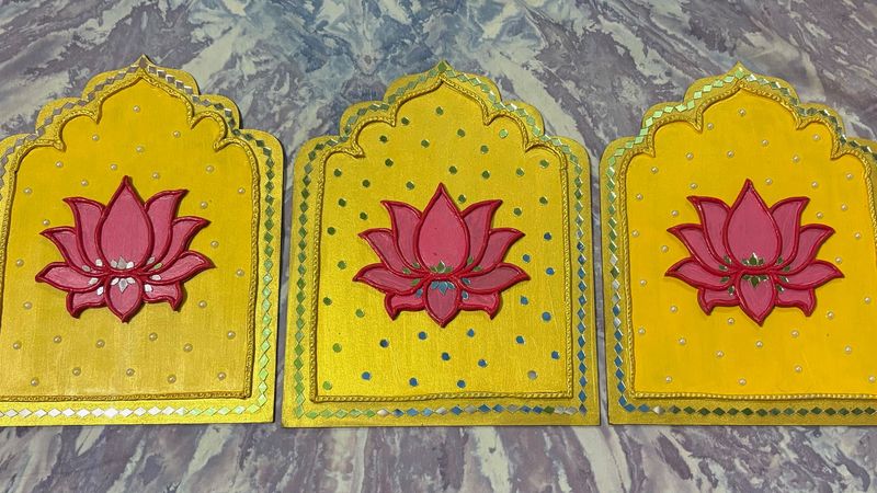 Set of 3 Lotus Wall Hangings- lippan art