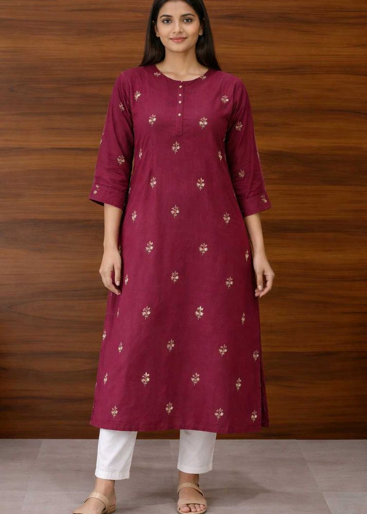 Elegant Maroon Embroidered Kurta
