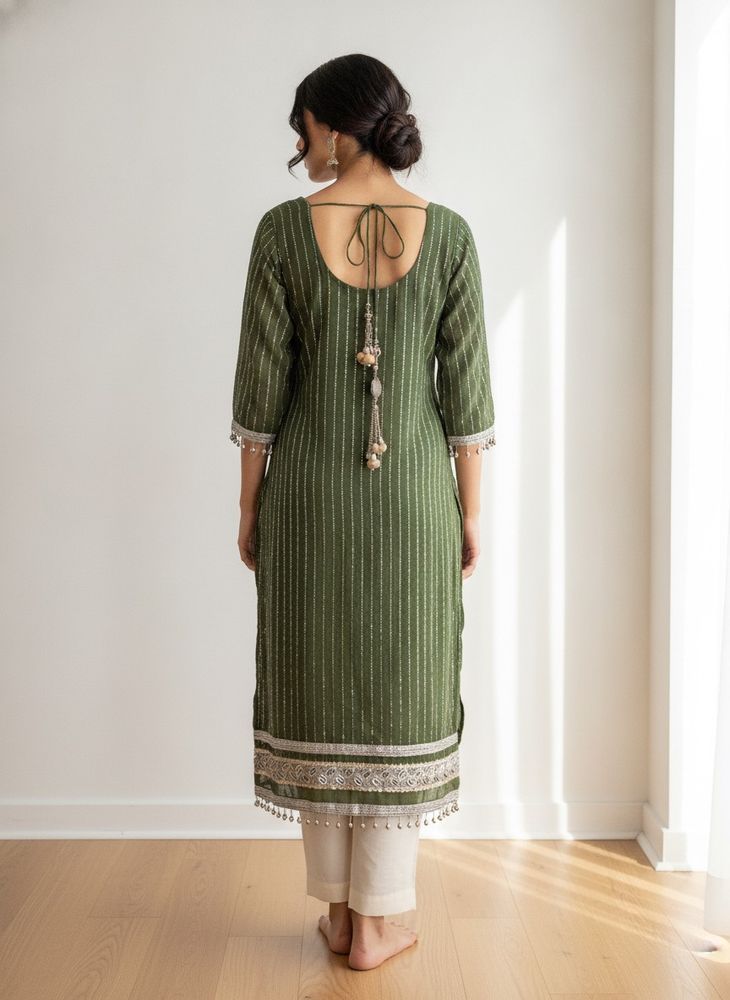 Green Sequined Kurta with pilazo dupatta