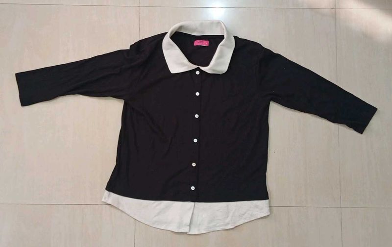 Chic Black &amp; White Button-Down Top