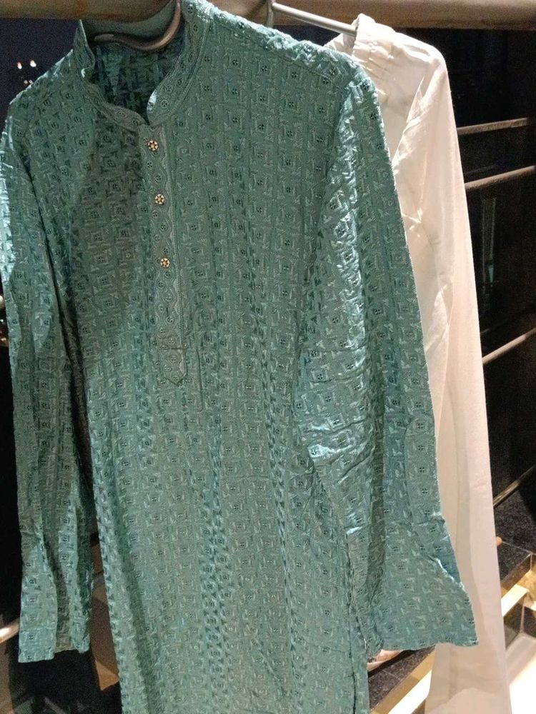 Teal Embroidered Kurta