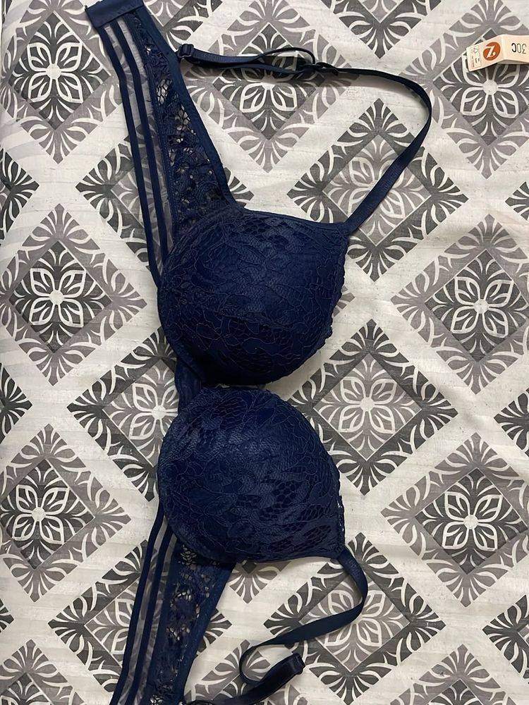 Navy Blue Lace Bra