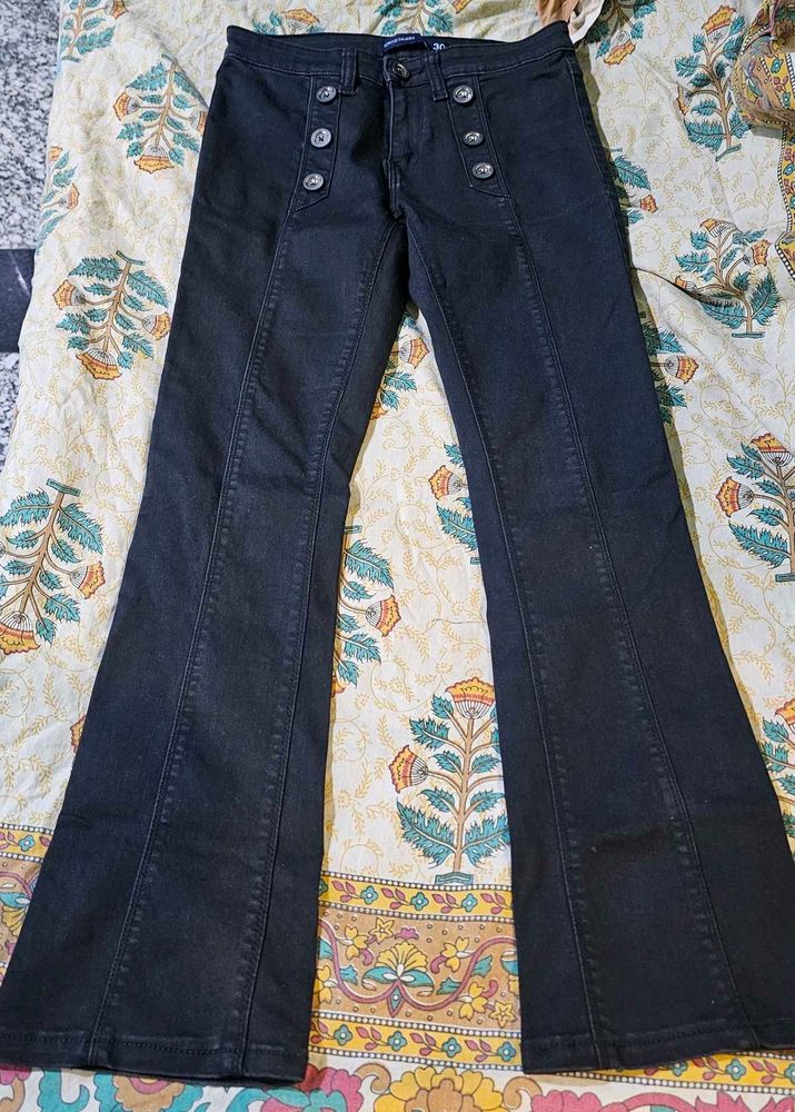Flared Black Button-Up Jeans