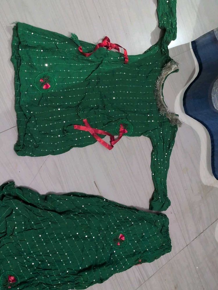 Green Sequined Punjabi shrara suit