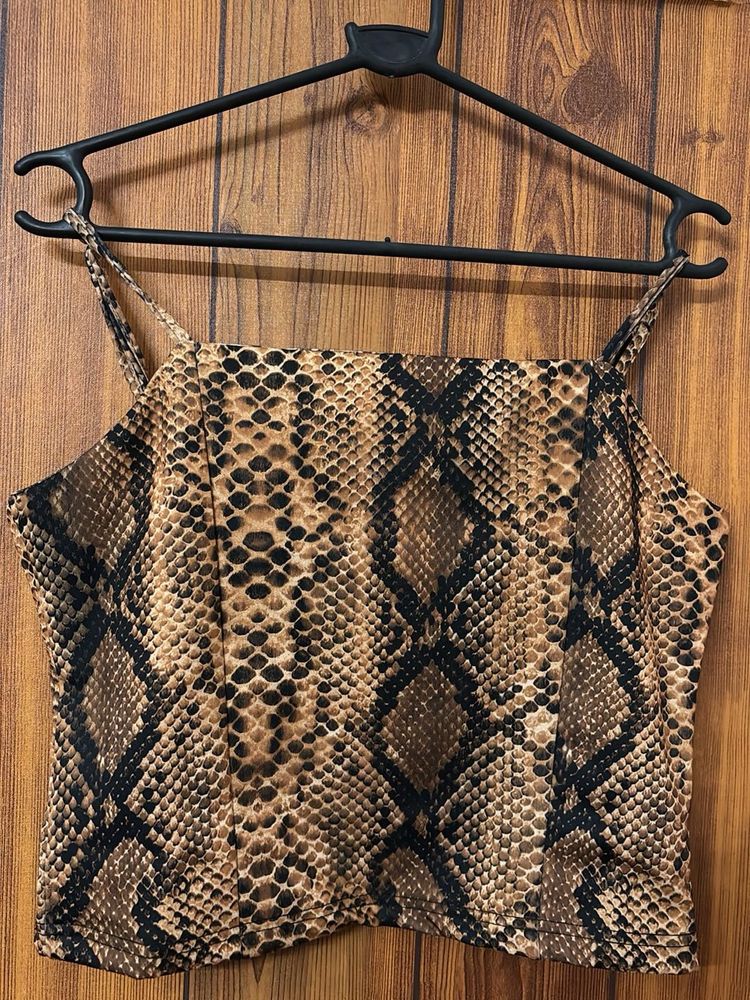Snakeskin Print Crop Top