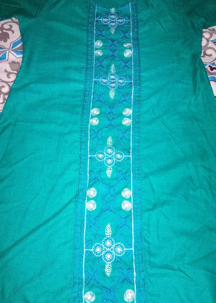 Women's Elegant Cotton Kurti – Available in Sea Gr