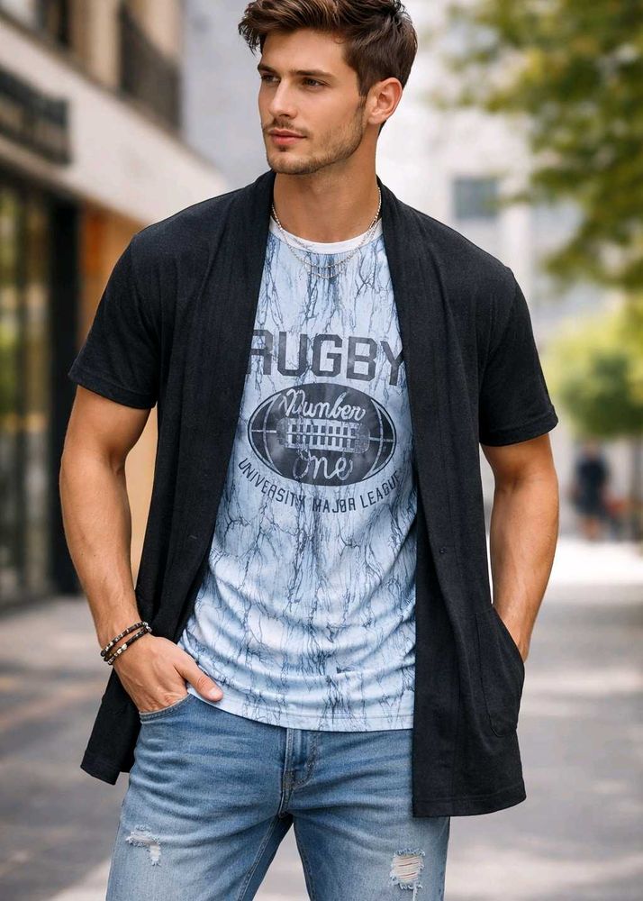 Men's Graphic T-Shirt with Shrug Style