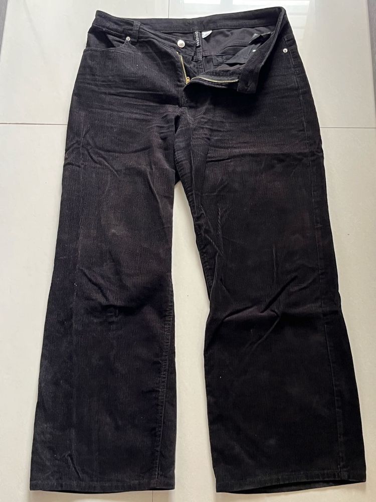 H&amp;M Black Corduroy Wide Leg Pants