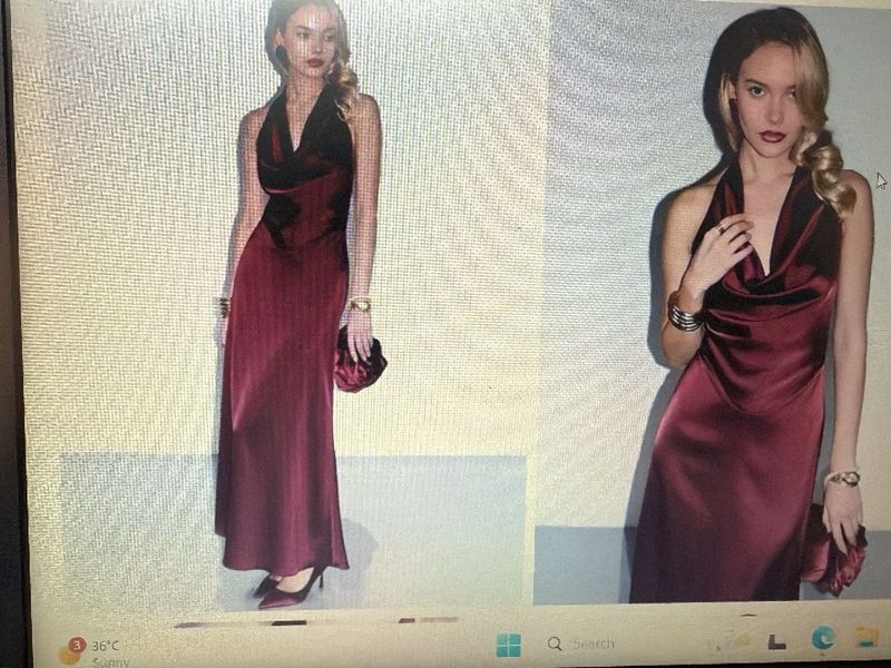 red burgundy  cowl neck dress