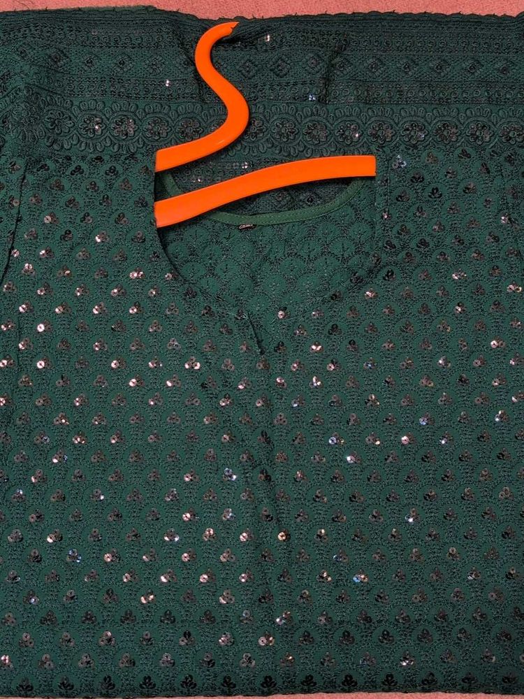 Elegant Dark Green Sequin Kurta