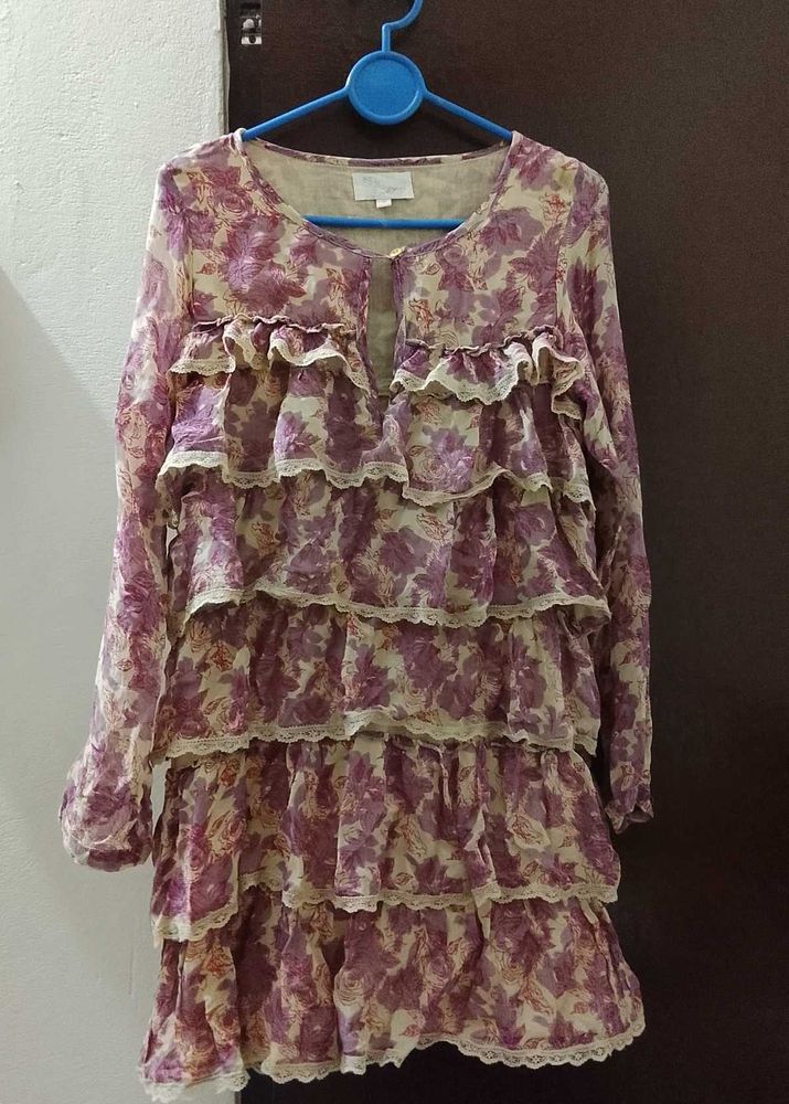 Bohemian Floral Ruffle Dress