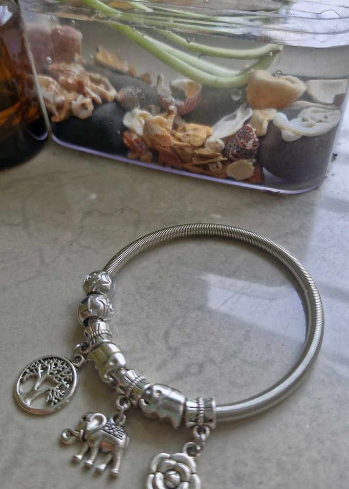 Silver Charm Bracelet with Tree of Life &amp; Elephant