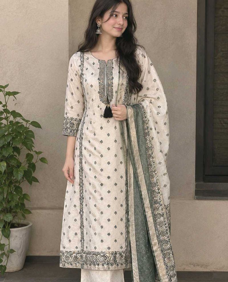 Elegant Printed Kurta Set with Dupatta